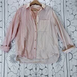 Marine Layer Pink & White Striped Pima Cotton Button-Down Shirt – Medium